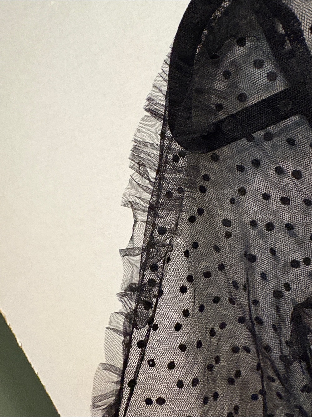 Thistle and Spire - Meserole Polka dot mesh long sleeve bodysuit. Small. Black - Picture 10 of 14
